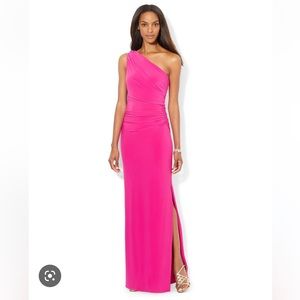 Red One-shoulder Ralph Lauren Evening Gown